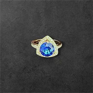 Halo CZ Gold-Plated Ring Size 7